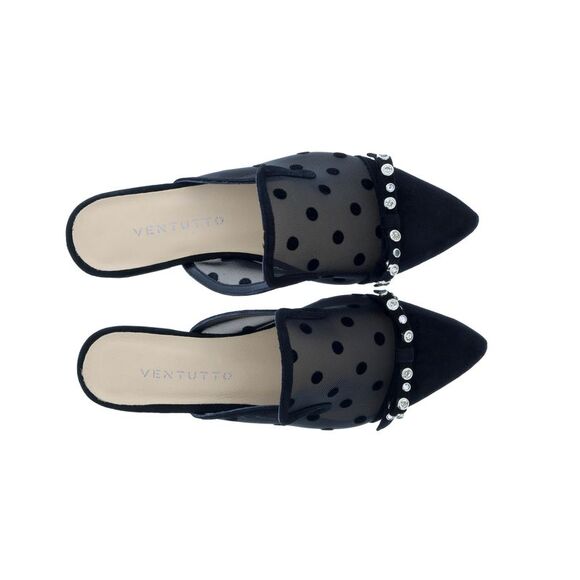 Ventutto Black Mesh Ballerina Flat Mule